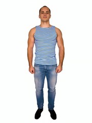RUSSIAN PARATROOPER STRIPED TANK TOP LIGHT BLUE SLEEVELESS SHIRT TELNYASHKA