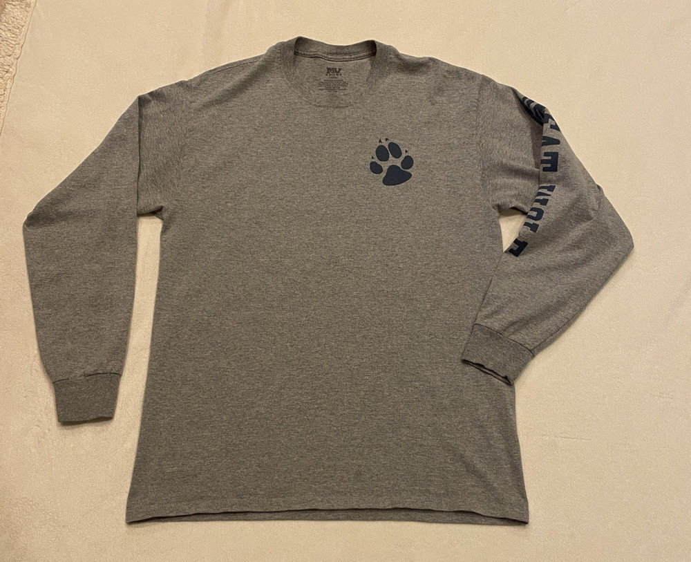 MV Sport Great Wolf Lodge Navy Blue Paw Print Gray Long Sleeve Shirt Size L