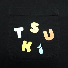 Tsuki Market Mens Shirt Small Black Chest Pocket Tee Spell Out Graphic Casual S