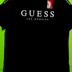 GUESS Los Angeles Men’s Short Sleeve T-Shirt Size LARGE Black w/White Cotton NEW