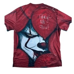 IT Pennywise Clown Movie Mens Graphic They All Float T-Shirt – Red – 2XL