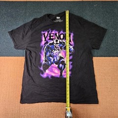 Marvel Venom Adult T-Shirt XL Black Eddie Brock Graphic Spiderman SS crew K1a