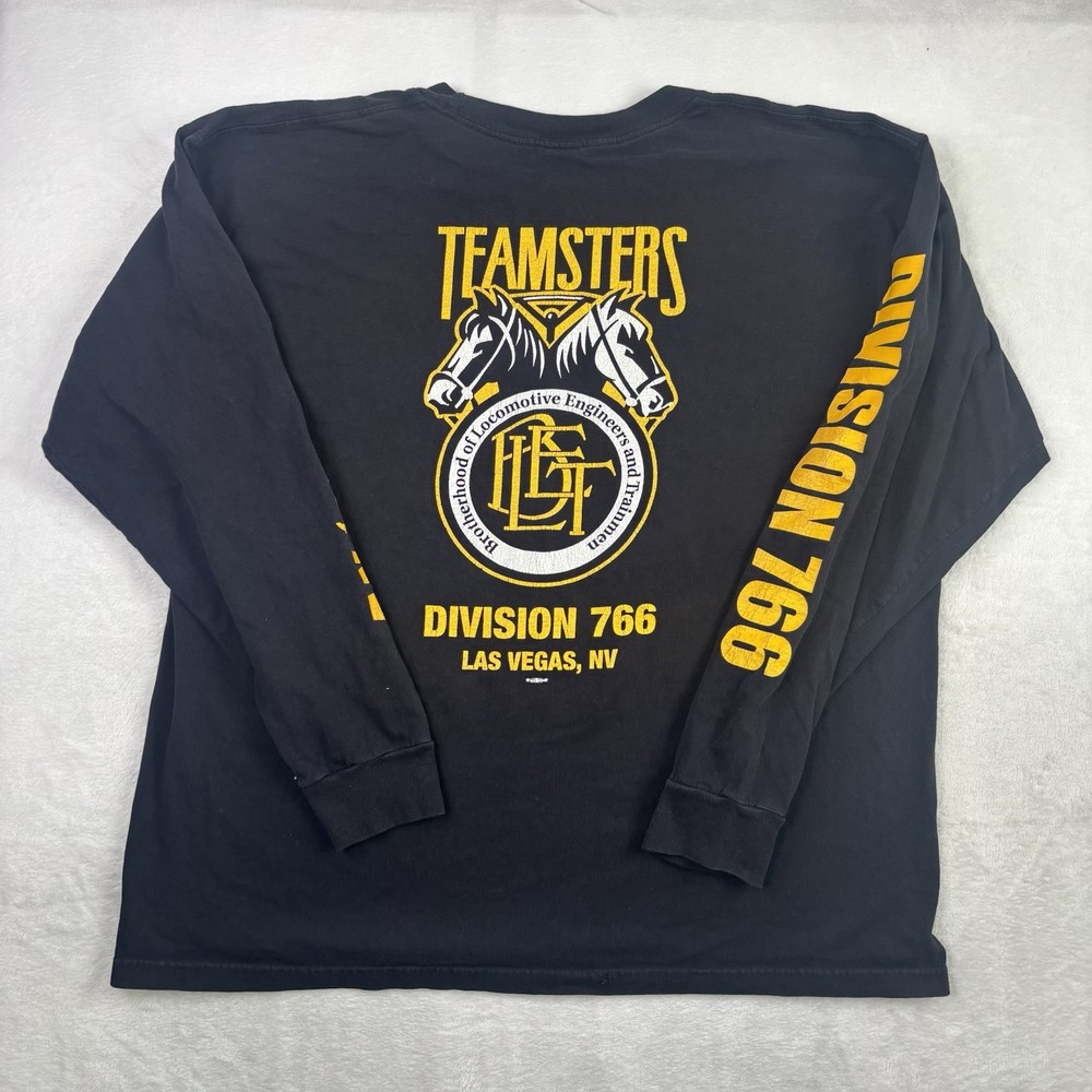 VTG Bayside Teamsters Las Vegas Division 766 Black LS Graphic Shirt Engineers 2X