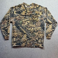 Vintage Jerzees Mossy Oak Men’s Shirt L Treestand Camo Hunting Cotton