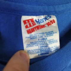 Vintage Hanes Shirt Mens XL Heavyweight 50/50 Single Stitch 90s Retro Blue