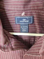 Dockers Mens XL Maroon Striped Long Sleeve Maroon Button Up Shirt