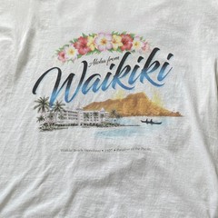 Aloha from Waikiki Hawaii Vintage Hibiscus Flowers T Shirt White