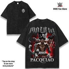 Retro BOXING MANY PACQUIAO Oversize WBC Washed Tee, Fighter Graphic T-Shirt, Per