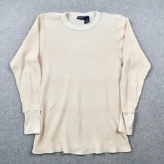 VTG Cherokee Mens Thermal Shirt Large Cream Waffle Knit Long Sleeve Crew Neck
