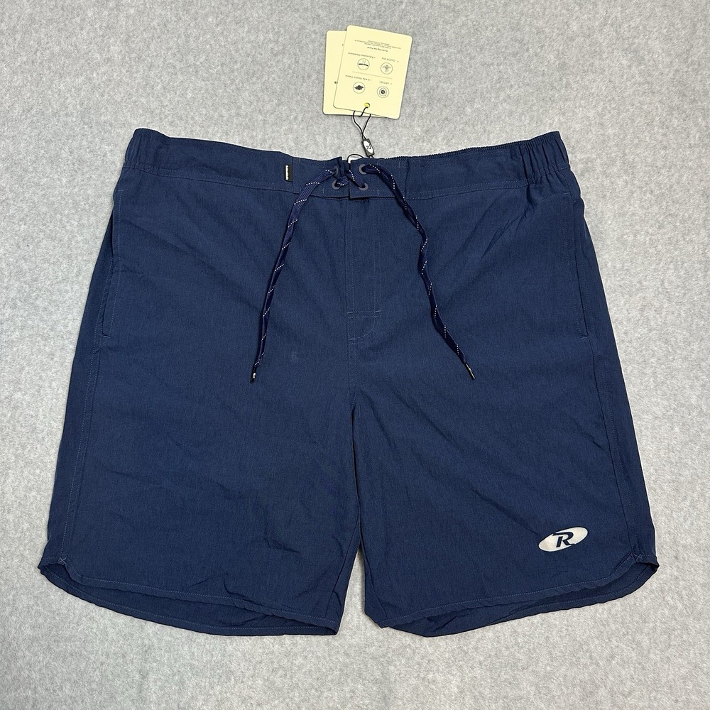 NWT Rokka&Rolla Men’s XL/XG Stretch Mesh Lined Swim Navy Trunk UPF50 Quick Dry