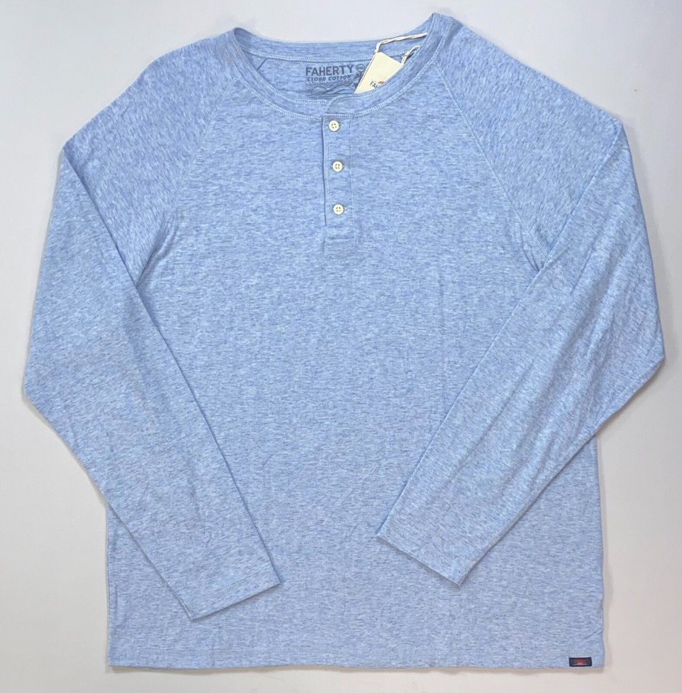 Men’s Faherty Cloud Cotton Long Sleeve Henley Shirt NEW