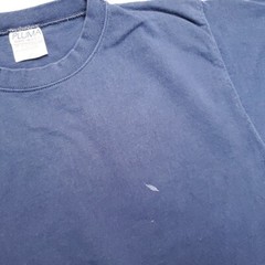 Vintage Pluma Shirt Men Blue Heavyweight Cotton Crewneck Blank Made in USA Tee