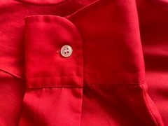 Vintage mens 70’s EUROCHIC RED BEAGLE COLLAR SEAMED POLY/COTTON SHIRT 38″