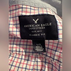 American Eagle Classic Fit Plaid Button Down Shirt L EUC