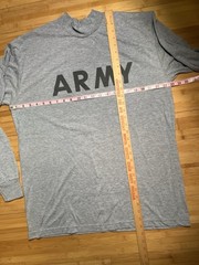 US Army Heather Grey Military Issue Physical Fitness IPFU Long Sleeve Shirt|Sz:L