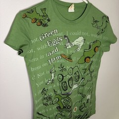 Vintage Y2K Mighty Fine Graphic Tee Dr Seuss Green Eggs And Ham Tshirt Medium
