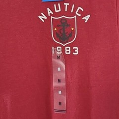 *NEW* Nautica Red Graphic Long-Sleeve Shirt Nautical Beach Travel, size Medium