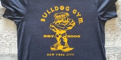 Bulldog Gym New York City Raw Neck Bella Canvas Heather Navy T-Shirt NEW M L XL