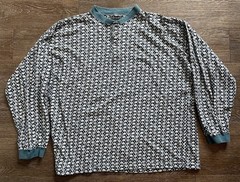 Vtg Monterey Sportswear Long Sleeve Shirt Mens Size Large Blue Geometric Pattern