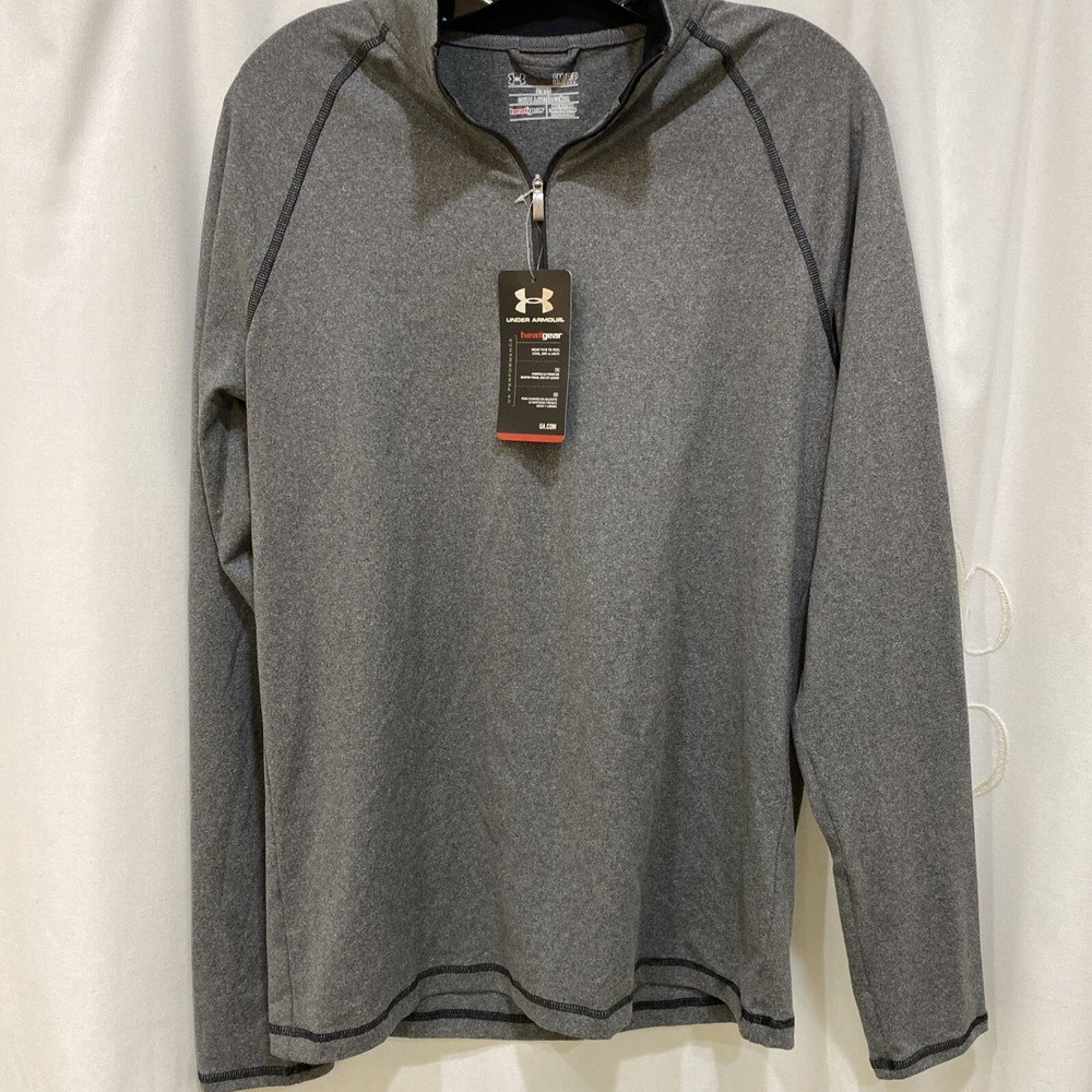 UNDER ARMOUR HEAT GEAR FITTED 1/4 ZIP,NWT,SZ. SMALL,GREY