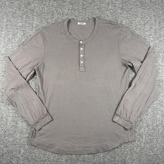 Buck Mason Henley Shirt Mens Large Gray Long Sleeve Tee T-Shirt Los Angeles USA