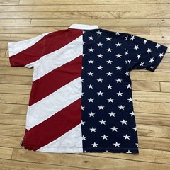 Redhead American Flag Shirt Men L vtg 90s y2k Asymmetric Cut &Sew Red White Blue