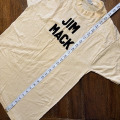 Vintage 60s Jim Mack Shirt Mens M Beige Edison Council Political T-Shirt Flocked