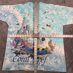 Vintage 1992 Coral Reef Aquatic Paradise Liquid Blue T-Shirt Men XL Tie Dye Fish