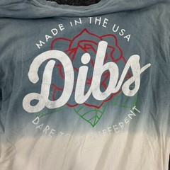 Dibs Long Sleeve T-Shirt Blue White Tie-Dye Rose USA Graphic mens SIze Small