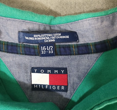 Tommy Hilfiger Mens 16 1/2 32-33 Solid Green Casual Button Up Long Sleeve Shirt