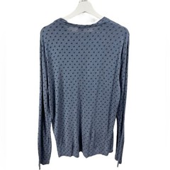 Armani Collezioni Blue Geo-Printed Long Sleeve Viscose T Shirt Size EU M/ US S