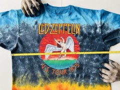 Led Zeppelin Rock Band Music 1975 Tour Reprint Logo Graphic Tie Dye t-shirt XL