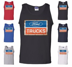 Ford Trucks Old Sign Licensed Tank Top Retro American Classic Built Ford Tough