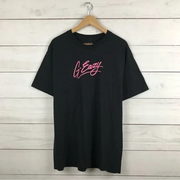 G-Eazy Shirt Pink Script Signature Black Rap Hip Hop Concert Tee Size Medium
