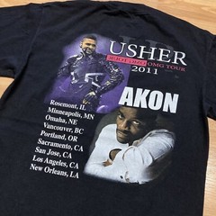 Usher Shirt Medium Vintage 2011 OMG Tour Akon Rap Hip Hop Music Tee
