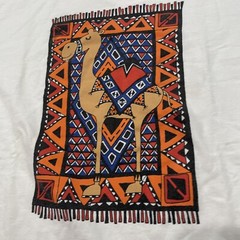 Susan Walpole Shirt Adult L Crop Art Camel Rug Geometric Graphic White Orange