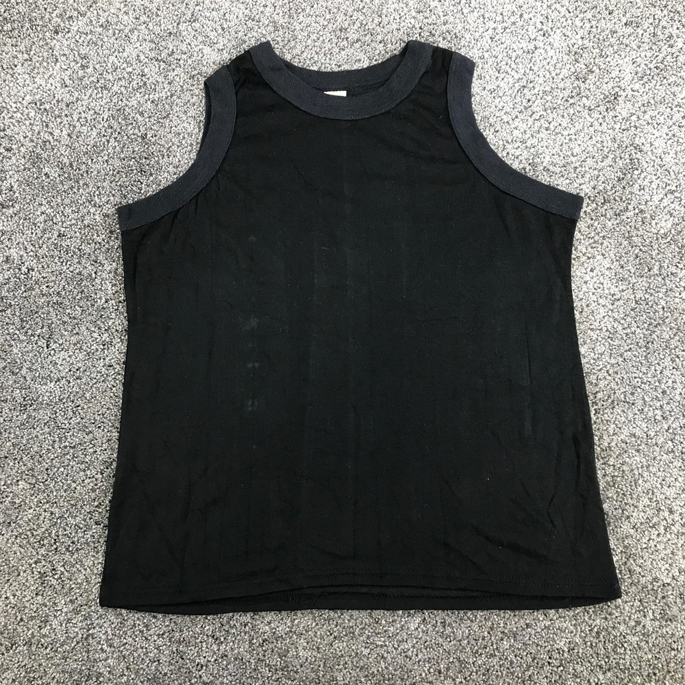 Vintage Empire Tank Top Mens XL Black Crew Neck Union Made Rayon Cotton