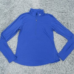 Under Armour Shirt Mens Large Blue Striped Lightweight Stretch Knit Run Running