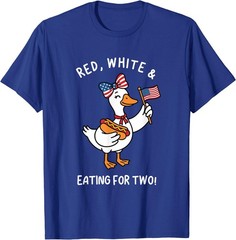 Funny Pregnancy Announcement Red, White Eating for Two Goose T-Shirt