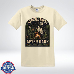 National Parks After Dark Cryptid Campfire Bigfoot Mothman Graphic T-Shirt