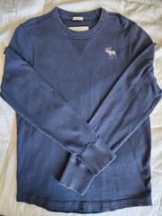 Abercrombie Long Sleeve Crew Shirt Mens Large Blue Muscle Moose Y2K Vintage