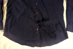 Pierre Cardin Slim Fit Shirt Dk Blue w/White Polka Dots, Men’s Size M=15-15 1/2