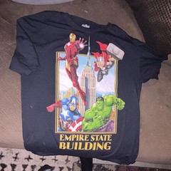 Marvel Avengers Men’s L/G Black Empire State Building Graphic Crew Neck Tee