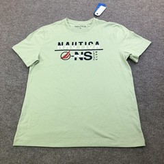 Nautica Shirt Mens Medium Green O-NS Yacht Club Graphic Tee Tagless Nautical