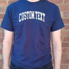 Custom Print College Style T-Shirt – Personalised, Varsity Top, Various Colours