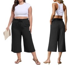 Women Wide Leg High Waisted Tie Belt Pockets Summer 2025 Vacation Pants Loose