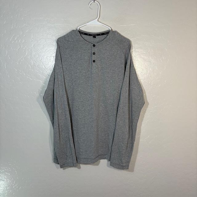 Public Rec Shirt Mens Large Gray Henley Long Sleeve Pima Cotton Tencel Stretch