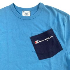 Champion T-shirt Men Small Blue Colorblock Asymmetric Hem Heritage Shift Pocket