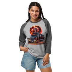 American Big Rig Semi Truck 3/4 Sleeve Raglan Shirt | Native American Chief Tee