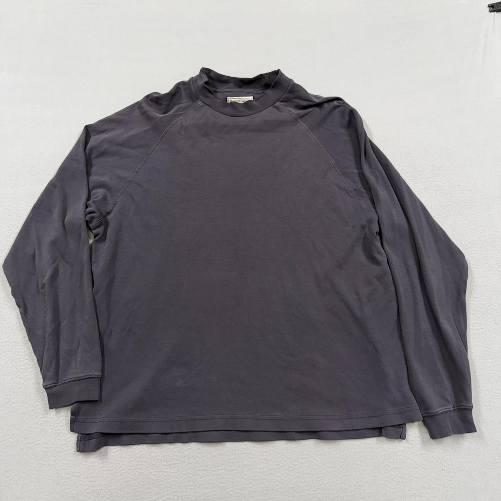 Peter Millar Shirt Mens Large Gray Long Sleeve Pima Cotton Mock Neck Tee